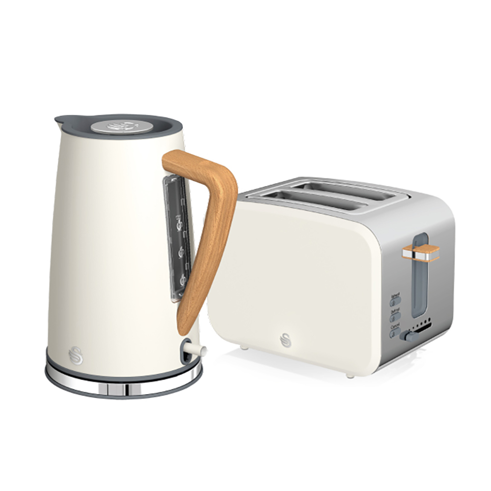 Packs: Nordic Polished Stainless Steel Cordless Kettle & 2 Slice Toaster -  Swan
